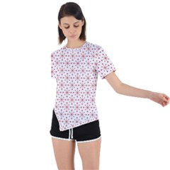 Pattern Christmas Pattern Red Stars Asymmetrical Short Sleeve Sports Tee