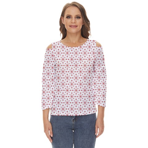 Pattern Christmas Pattern Red Stars Cut Out Wide Sleeve Top by Sapixe