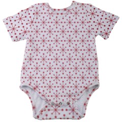 Pattern Christmas Pattern Red Stars Baby Short Sleeve Onesie Bodysuit by Sapixe