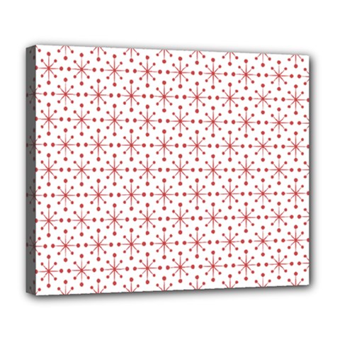 Pattern Christmas Pattern Red Stars Deluxe Canvas 24  X 20  (stretched)