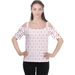 Pattern Christmas Pattern Red Stars Cutout Shoulder Tee