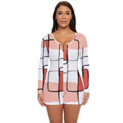 Abstract Seamless Pattern Art Long Sleeve Boyleg Swimsuit