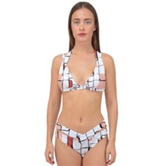 Abstract Seamless Pattern Art Double Strap Halter Bikini Set