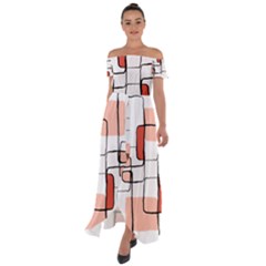 Abstract Seamless Pattern Art Off Shoulder Open Front Chiffon Dress