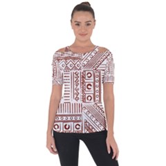 Tribal Pattern Vintage Texture Shoulder Cut Out Short Sleeve Top