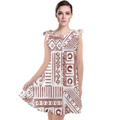 Tribal Pattern Vintage Texture Tie Up Tunic Dress