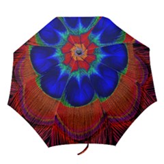 Peacock Plumage Fearher Bird Pattern Folding Umbrellas