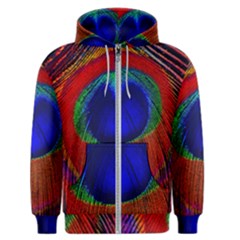 Peacock Plumage Fearher Bird Pattern Men s Zipper Hoodie