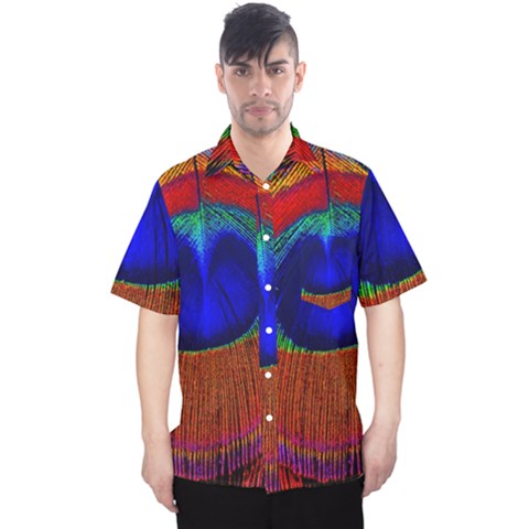 Peacock Plumage Fearher Bird Pattern Men s Hawaii Shirt by Sapixe