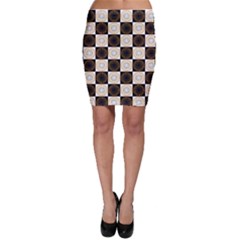 Illustration Checkered Pattern Decoration Bodycon Skirt