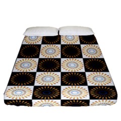 Illustration Checkered Pattern Decoration Fitted Sheet (queen Size)