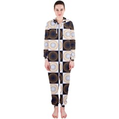 Illustration Checkered Pattern Decoration Hooded Jumpsuit (Ladies)