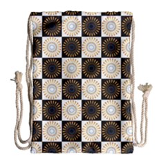 Illustration Checkered Pattern Decoration Drawstring Bag (Large)