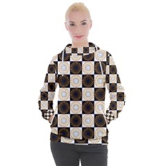 Illustration Checkered Pattern Decoration Women s Hooded Pullover