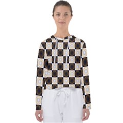 Illustration Checkered Pattern Decoration Women s Slouchy Sweat