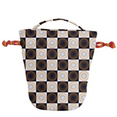 Illustration Checkered Pattern Decoration Drawstring Bucket Bag by Sapixe