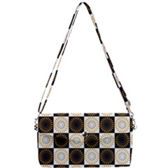 Illustration Checkered Pattern Decoration Removable Strap Clutch Bag