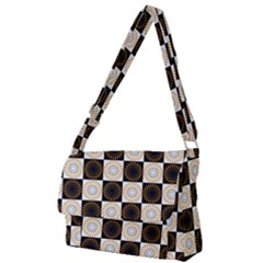 Illustration Checkered Pattern Decoration Full Print Messenger Bag (L)