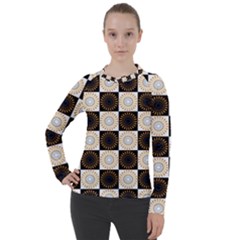 Illustration Checkered Pattern Decoration Women s Pique Long Sleeve Tee