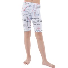 Math Formula Pattern Kids  Mid Length Swim Shorts