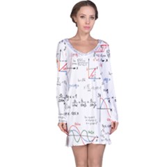 Math Formula Pattern Long Sleeve Nightdress by Sapixe