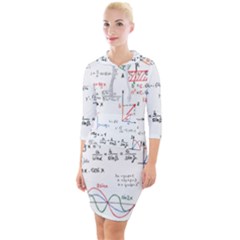 Math Formula Pattern Quarter Sleeve Hood Bodycon Dress by Sapixe