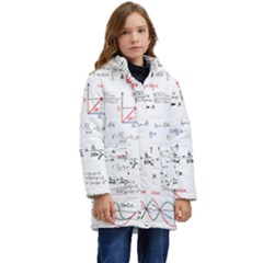 Math Formula Pattern Kid s Hooded Longline Puffer Jacket by Sapixe