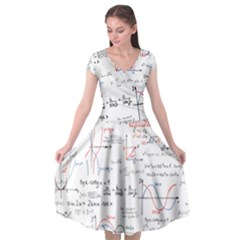 Math Formula Pattern Cap Sleeve Wrap Front Dress