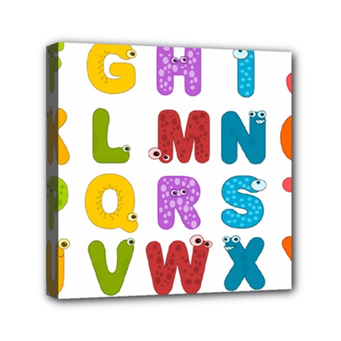 Vectors Alphabet Eyes Letters Funny Mini Canvas 6  x 6  (Stretched)