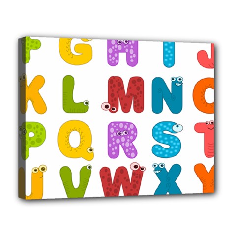 Vectors Alphabet Eyes Letters Funny Canvas 14  x 11  (Stretched)