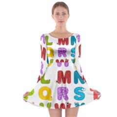 Vectors Alphabet Eyes Letters Funny Long Sleeve Skater Dress