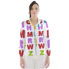 Vectors Alphabet Eyes Letters Funny Women s Windbreaker