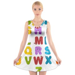 Vectors Alphabet Eyes Letters Funny V-Neck Sleeveless Dress