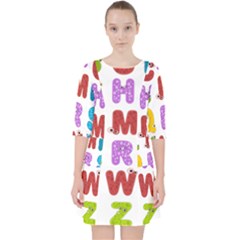 Vectors Alphabet Eyes Letters Funny Quarter Sleeve Pocket Dress by Sapixe