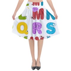 Vectors Alphabet Eyes Letters Funny Flared Midi Skirt