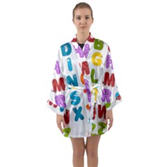 Vectors Alphabet Eyes Letters Funny Long Sleeve Satin Kimono