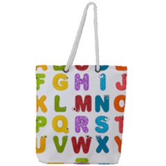 Vectors Alphabet Eyes Letters Funny Full Print Rope Handle Tote (Large)