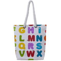 Vectors Alphabet Eyes Letters Funny Full Print Rope Handle Tote (Small)