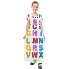 Vectors Alphabet Eyes Letters Funny Kids  Short Sleeve Maxi Dress