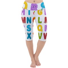 Vectors Alphabet Eyes Letters Funny Lightweight Velour Cropped Yoga Leggings by Sapixe