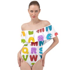 Vectors Alphabet Eyes Letters Funny Off Shoulder Velour Bodysuit 