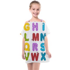 Vectors Alphabet Eyes Letters Funny Kids  One Piece Chiffon Dress