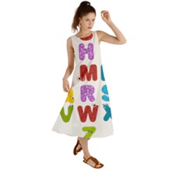 Vectors Alphabet Eyes Letters Funny Summer Maxi Dress