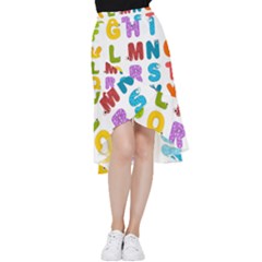 Vectors Alphabet Eyes Letters Funny Frill Hi Low Chiffon Skirt