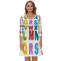 Vectors Alphabet Eyes Letters Funny Shoulder Cut Out Zip Up Dress