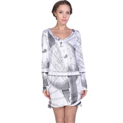 Constellations Celestial Moon Earth Long Sleeve Nightdress by Sapixe