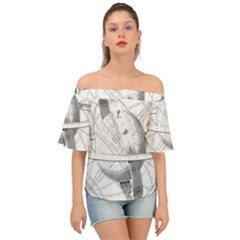 Constellations Celestial Moon Earth Off Shoulder Short Sleeve Top