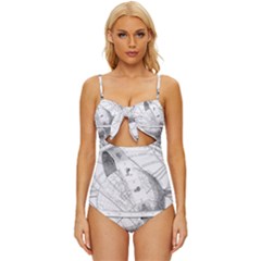 Constellations Celestial Moon Earth Knot Front One-piece Swimsuit by Sapixe