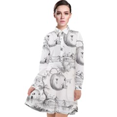 Vectors Fantasy Fairy Tale Sketch Long Sleeve Chiffon Shirt Dress by Sapixe