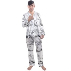 Vectors Fantasy Fairy Tale Sketch Men s Long Sleeve Satin Pajamas Set